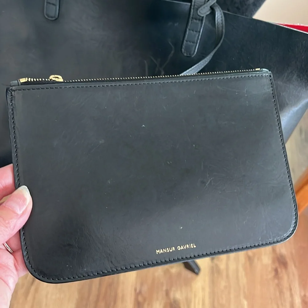 Mansur Graviel large black leather tote with mini - Picture 2 of 7